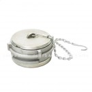 Bouchon inox 316L avec verrou et joint VITON noir et chainette