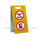 Chevalet avec 2 logos "Défense de fumer et interdit de téléphoner" 530 x 250