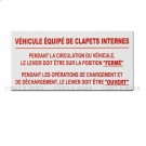 Adhésif d'information "Véhicule équipé de clapets internes …" 100 x 200