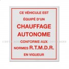 Adhésif d'information "Chauffage autonome" 85 x 95