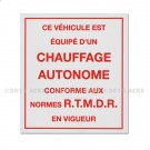 Adhésif d'information "Chauffage autonome" 85 x 95