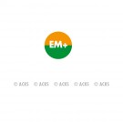 Pastille EM + (1/2 fond orange/vert - texte blanc)