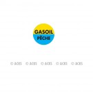 Pastille Gasoil/Pêche (fond jaune et bleu - texte noir)